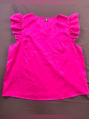 Bright Purple Ruffle Sleeve Women's Top- 2XL
